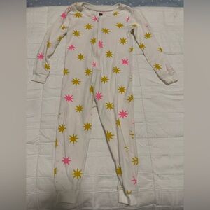 Tea Collection White and Pink Star Print Footies